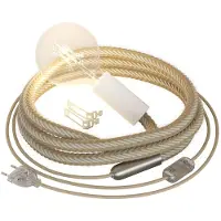 Creative Cables Snakebis Lamp Met Touwstekker Jutekabel En Stekker Met Twee Pinnen