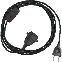 Creative Cables Snakebis Twisted E27 Lampenkap-kabelset Met Lamphouder. Kabel Met Stoffen Omhulsel En Stekker Met Twee Pinnen 1.8 M