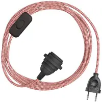 Creative Cables Snakebis Zig-zag E27 Lampenkap-bedrading Met Lamphouder. Zigzag-stofkabel En 2-polige Stekker 1.8 M