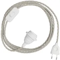Creative Cables Snakebis Twisted E14-lampenkap-kabelsysteem Met Lamphouder. Kabel Met Stoffen Bekleding En Stekker Met Twee Pinnen 1.8 M