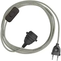 Creative Cables Snakebis Zig-zag E14 Lampenkap-bedrading Set Met Lamphouder. Zigzag Textielkabel En 2-polige Stekker 3 M