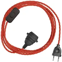 Creative Cables Snakebis Twisted E14-lampenkap-kabelset Met Lamphouder. Kabel Met Stoffen Omhulsel En Stekker Met Twee Pinnen 1.8 M