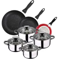 San Ignacio Roestvrij Staal Set Van 3 Koekenpannen Plus 8-delige Pannenset 16cm 20cm 24cm