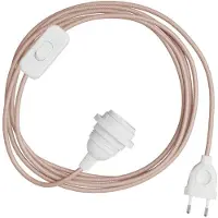 Creative Cables Snakebis E14-lampenkap-kabelset Met Lamphouder. Gekleurde Stoffen Kabel En 2-pins Stekker 1.8 M