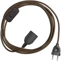 Creative Cables Snakebis Zig-zag E27 Kabelset Met Lamphouder. Zigzag Stoffen Snoer En Stekker Met 2 Pinnen 1.8 M