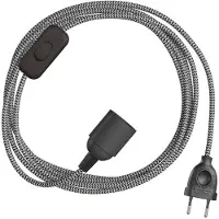 Creative Cables Snakebis Zig-zag E14 Kabelset Met Lamphouder. Zigzag-stofkabel En Stekker Met 2 Pinnen 1.8 M
