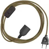 Creative Cables Snakebis Zig-zag E14 Kabelset Met Lamphouder. Zigzag-stofkabel En Stekker Met 2 Pinnen 1.8 M