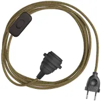 Creative Cables Snakebis Zig-zag E14-lampenkap-bedrading Met Lamphouder. Zigzag-stofkabel En 2-polige Stekker 1.8 M