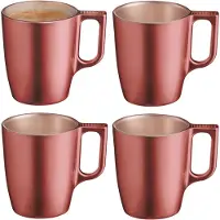 Luminarc Koffiemokken Monaco - 4x stuks - Hard Glas - koper - 250 ml - 9 cm - Flashy metallic finish
