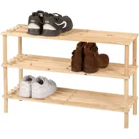 Urban Living Schoenenrek - hout - 3-laags - 74x26x48 cm - schoenen opbergen