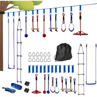 AIYAPLAY -Ninja Slackline-Set-Polyester, Kunststoff-1000L x 5B x 1H cm-Blau+Rot
