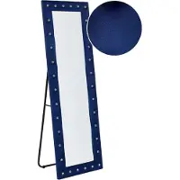 Beliani ANSOUIS - Staande spiegel - Blauw - Fluweel