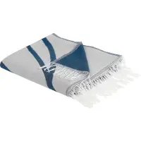 Beliani Plafond, Deken blauw/crème wit abstract motief 130 x 170 cm HAPREK (130 x 170 cm)