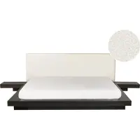 Beliani ZEN - Tweepersoonsbed - Donkerhout - 180 x 200 cm - Bouclé