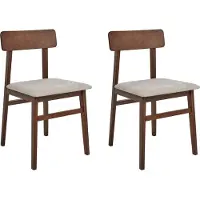 Beliani STACY - Eetkamerstoelen set van 2 - Taupe - Rubberhout