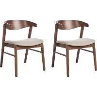 Beliani LILLY - Eetkamerstoel set van 2 - Bruin/Beige - Polyester