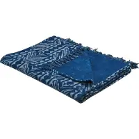 Beliani Plafond, Deken katoen marineblauw 130 x 180 cm geometrisch patroon SHIVPURI (130 x 180 cm)