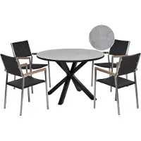 Beliani MALETTO/GROSSETO - Tuinset 4-zits - Grijs/Zwart - Aluminium/PE rotan