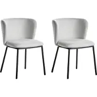 Beliani MINA - Eetkamerstoel set van 2 - Lichtgrijs - Polyester