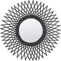Beliani TAGOLU - Wandspiegel - Zwart - Rotan