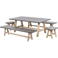 Beliani TONNARE - Tuintafelset-Grijs-Vezelcement