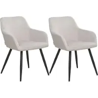 Beliani CASMALIA - Eetkamerstoel set van 2 - Taupe - Fluweel