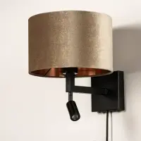 Lumidora Wandlamp 31428 - Voor binnen - SIENA - 2 Lichts - Ingebouwd LED - 1.0 Watt - 100 Lumen - 2700 Kelvin - Zwart - Taupe - Metaal