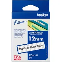 Brother Tape TZe-131 Zwart op transparant (12 mm)