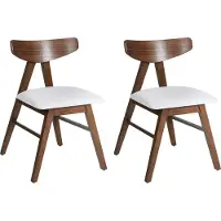 Beliani LACOTA - Eetkamerstoelen set 2 - Donkerbruin/Lichtgrijs - Rubberhout