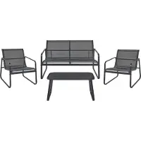 Beliani BARREA - Loungeset-Zwart-Staal