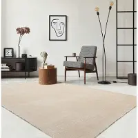 The Carpet RELAX – Extra Zacht & Wasbaar Vloerkleed tot 30°C met Antislip Onderzijde – Fluweelachtige Structuur – Voor Slaapkamer of Woonkamer – Beige, 60 x 110 cm