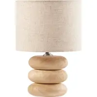 Beliani BETWA - Tafellamp - Lichtbruin - 30 cm - Mangohout/Katoen/Linnen