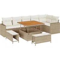 vidaXL Tuinbank Set 11 st 9-Aantal zitplaatsen Beige en Crème