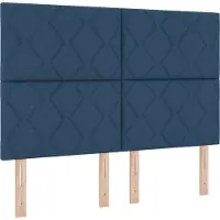 vidaXL LED boxspringbed met hoofdeinde, blauw, 140 x 190 cm, gestoffeerd
