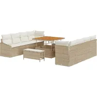 vidaXL Tuinset, 11 delen, 10 zitplaatsen, beige en crème