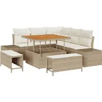 vidaXL Tuinbank Set 8 st Beige poly rattan