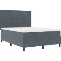 vidaXL LED Box Spring Bed Donkergrijs 140 x 200 cm Fluweel