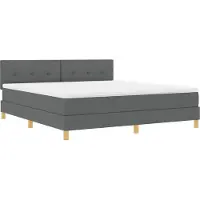 vidaXL LED Box Spring Bed met hoofdeinde Donkergrijs 180 x 200 cm Stof