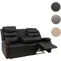 Mendler 3-zits bioscoopstoel HWC-O62, relaxstoel/tv-stoel met armleuningen en bekerhouders, verstelbare rugleuning, kunstleer, zwart