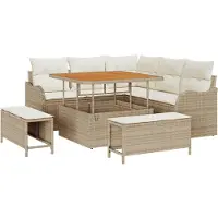 vidaXL Tuinbank Set 8 st 7-Aantal zitplaatsen Beige en Crème