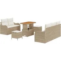 vidaXL Tuinbank Set 8 st 7-Aantal zitplaatsen Beige en Crème