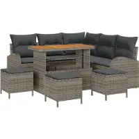 vidaXL Tuinbank Set 9 st 8-Aantal zitplaatsen Grijs