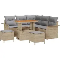 vidaXL Tuinbank Set 8 st 7-Aantal zitplaatsen Beige en Lichtgrijs