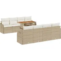 vidaXL Tuinbank Set 9 st Beige Poly rattan