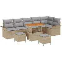 vidaXL Tuinbank Set 9 st 8-Aantal zitplaatsen Beige en Lichtgrijs