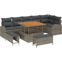 vidaXL Tuinbank Set 9 st 8-Aantal zitplaatsen Grijs