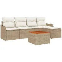 vidaXL Tuinset met 6 zitplaatsen. Beige en crème kleurig, gemaakt van polyrotan