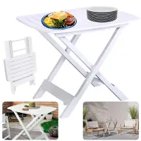 Cheqo Camping Vouwtafel - Inklapbare Tafel voor Camping - Balkontafel - Klaptafel - Tuintafel Inklapbaar - Lichtgewicht Kunststof - Wit - Ideaal voor Tuin