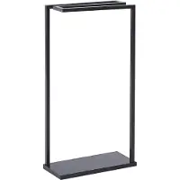 Beliani Handdoekhouders + handdoekhaken, Handdoekenrek staal zwart 42 x 83 cm vrijstaand 3 armen GARCITAS