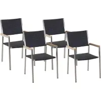 Beliani GROSSETO - Tuinstoel set van 4 - Zwart - PE rotan